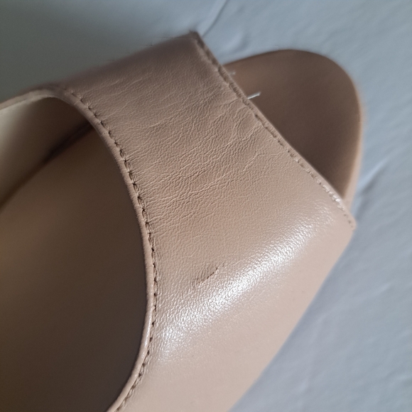 Nine West Caciao Beige Leather Peekaboo Toe 3 1/2" Heel Stilleto Women's 10 M - Picture 7 of 12